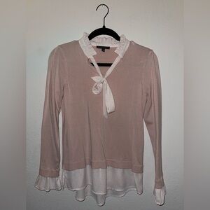 Pink Long Sleeve Sweater Blouse